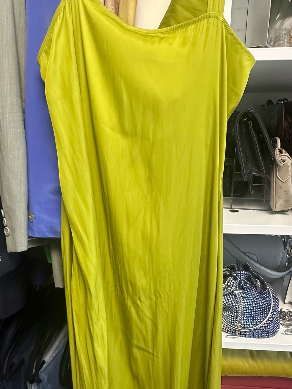 Worthington Lime Green Satin Maxi Slip Dress - Picture 4 of 8